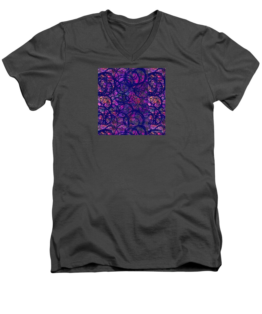  Men's V-Neck T-Shirt featuring the digital art Blue Orbs by Gabrielle Schertz