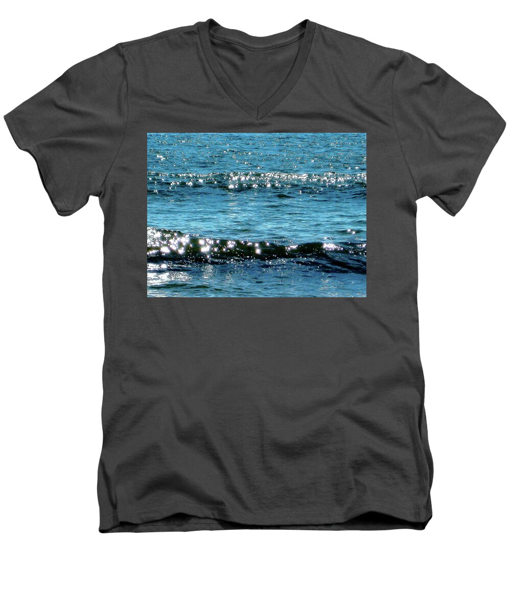  Men's V-Neck T-Shirt featuring the digital art Blue Twinkles 2 by Cindy Greenstein
