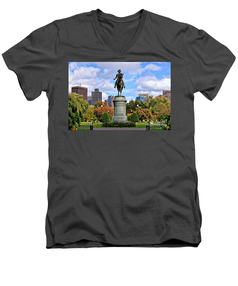 Boston Men's V-Neck T-Shirt featuring the photograph Boston Common by DJ Florek