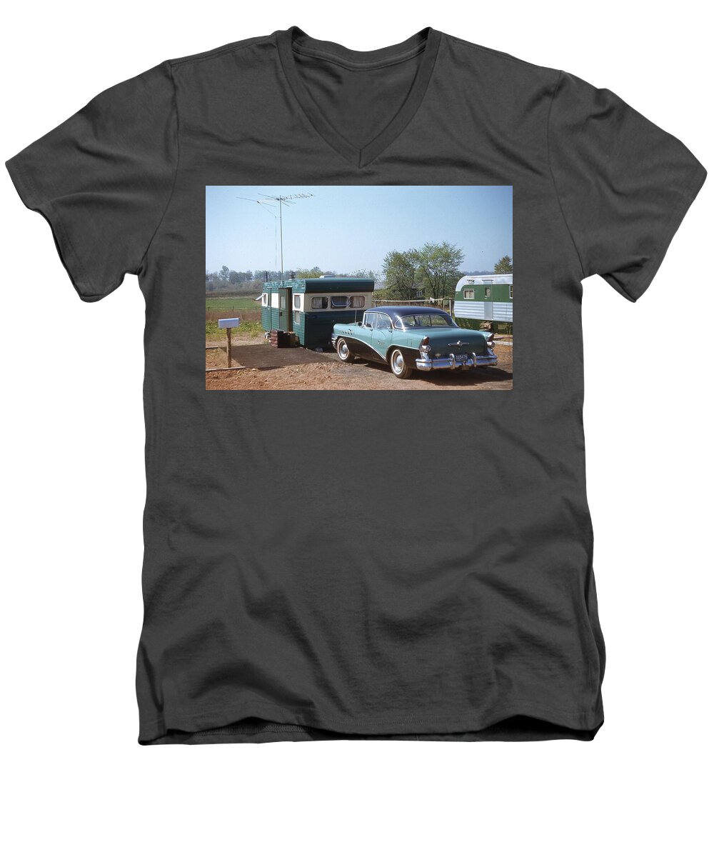 Buick Men's V-Neck T-Shirt featuring the photograph Butler Family Buick 1957 by Jeremy Butler