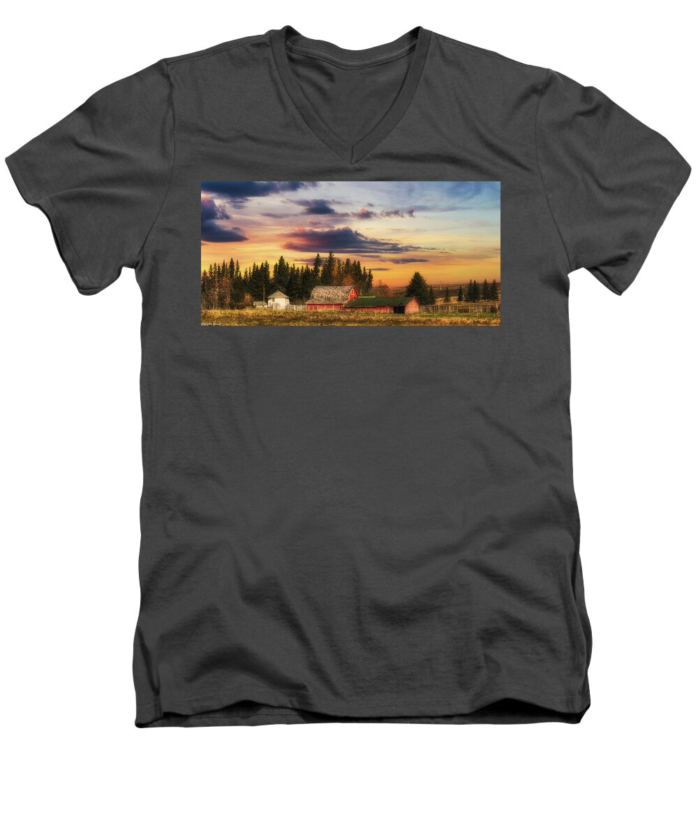 Yancy Men's V-Neck T-Shirt featuring the photograph Canadian Farm Life by G Lamar Yancy