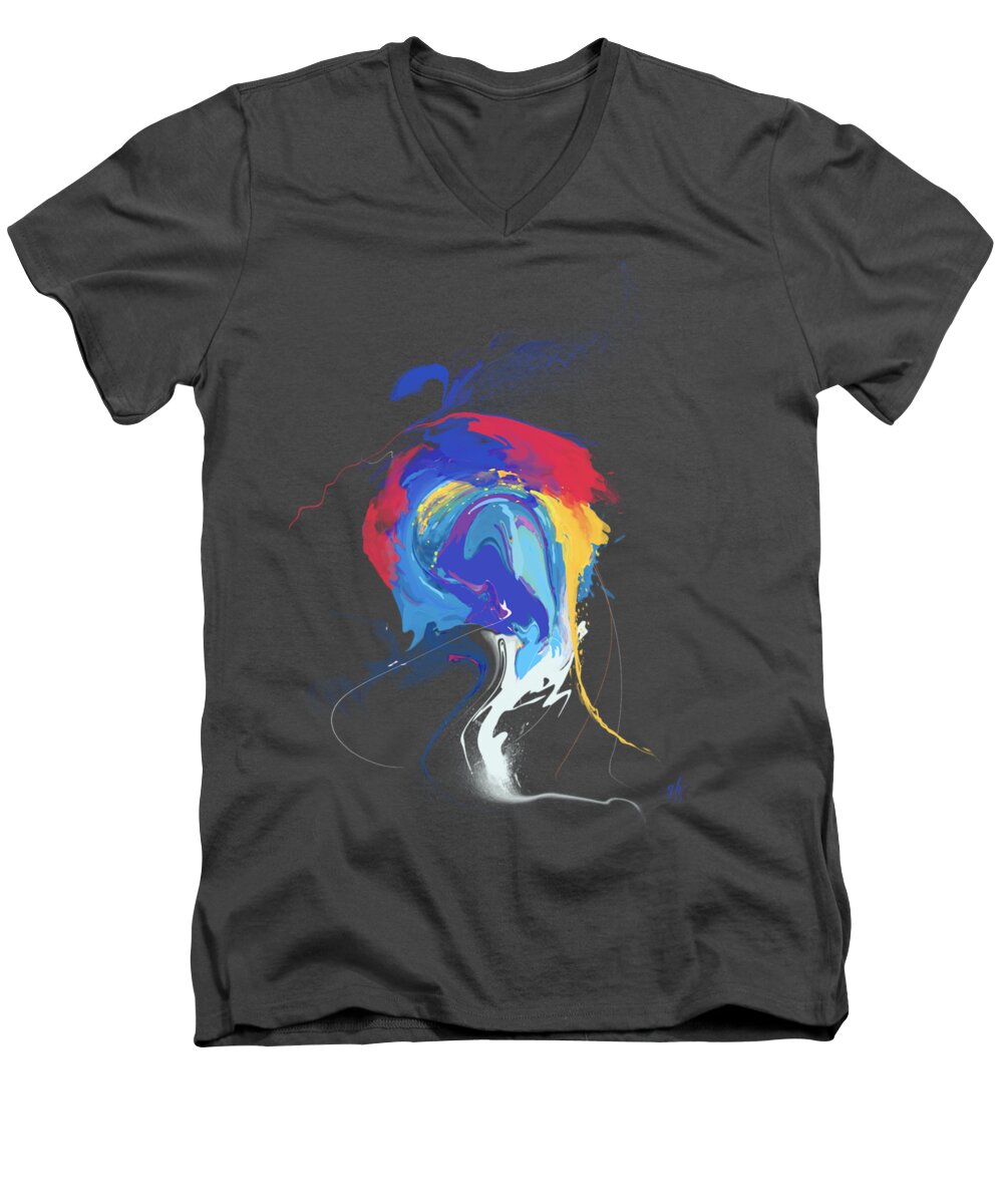 Impressionistic Abstract Men's V-Neck T-Shirt featuring the digital art Caprice #1 by Gina Harrison