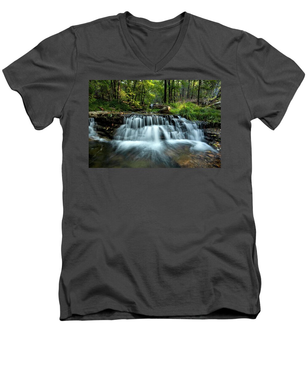 Beauty Men's V-Neck T-Shirt featuring the photograph Cascade of Beauty by Sue Cullumber
