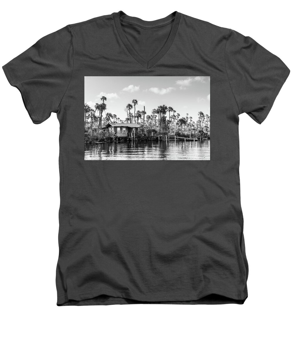 B&w Men's V-Neck T-Shirt featuring the photograph Chaz Shack by Stefan Mazzola