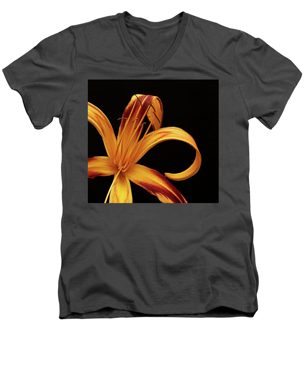 Flower Men's V-Neck T-Shirt featuring the photograph Colorful Curls by Judy Vincent