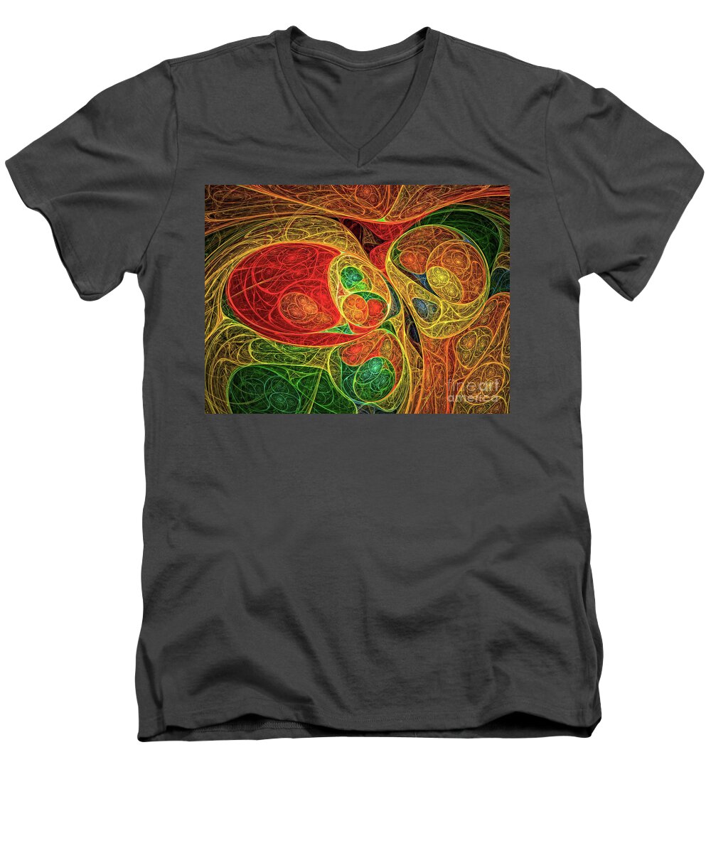 Abstract Men's V-Neck T-Shirt featuring the digital art Conception Abstract by Olga Hamilton