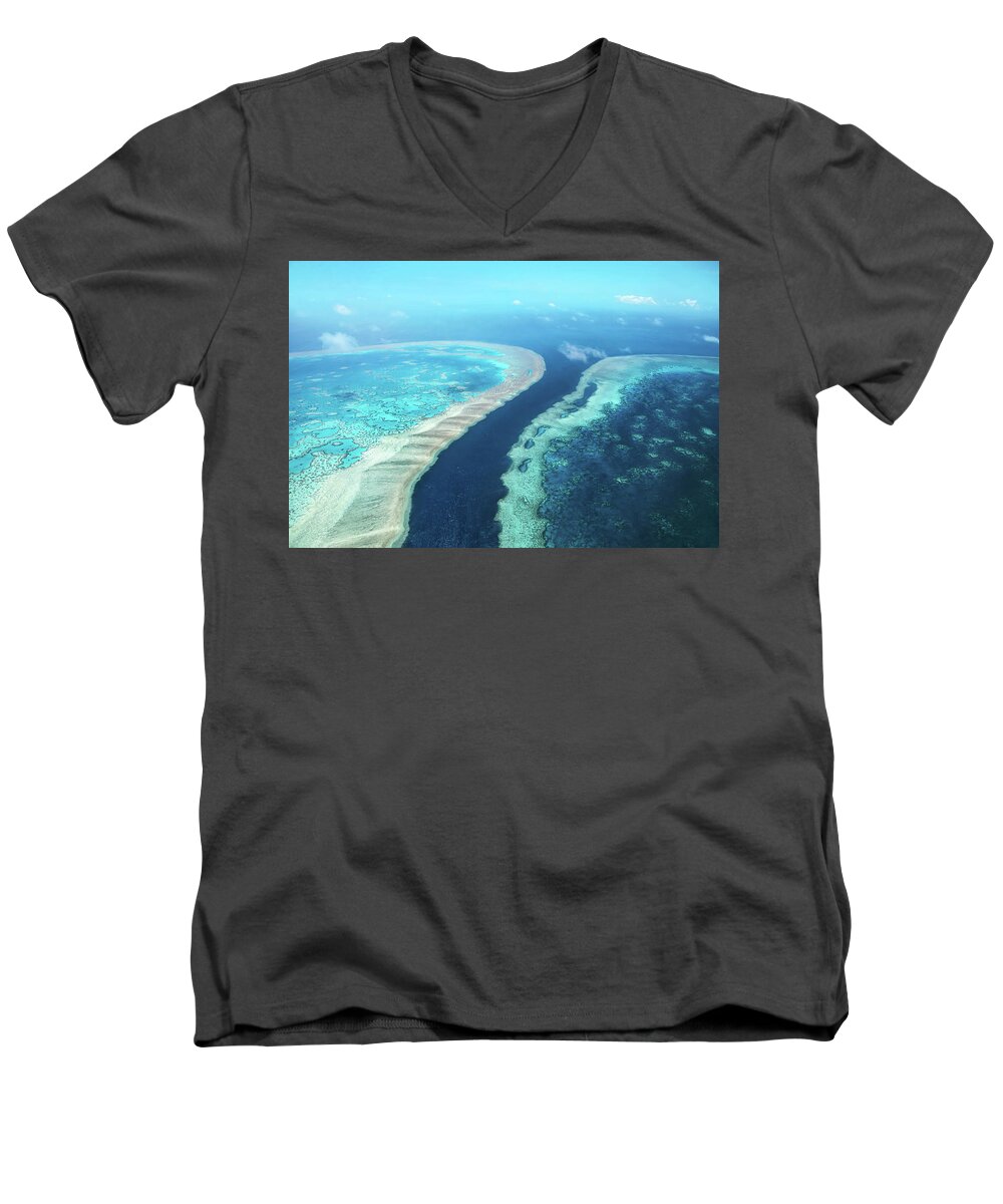 Great Barrier Reef Men's V-Neck T-Shirt featuring the photograph Corals Edge by Az Jackson