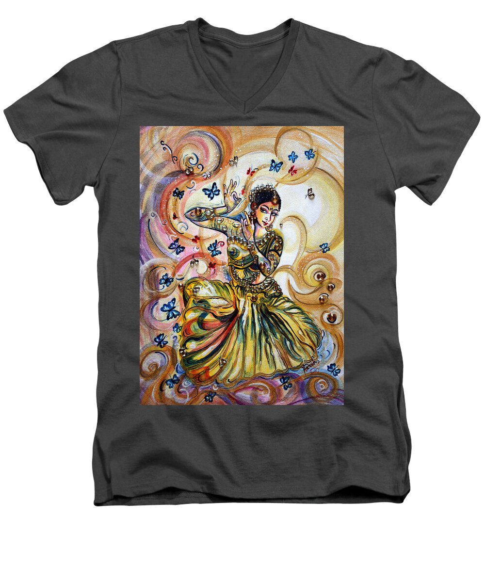 Dance Men's V-Neck T-Shirt featuring the painting DANCE and butterflies by Harsh Malik