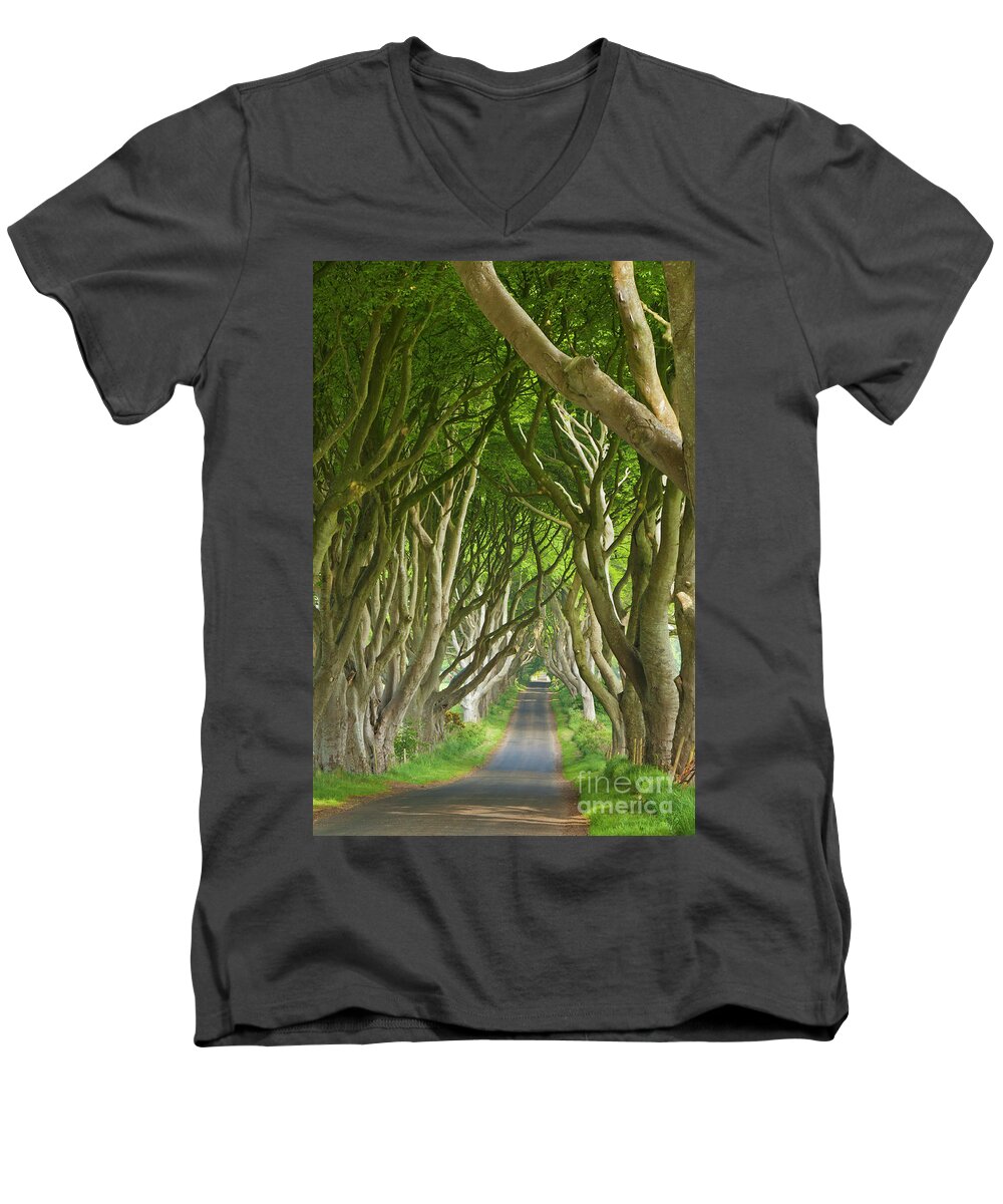 The Game Of Thrones Men's V-Neck T-Shirt featuring the photograph Dark Hedges, County Antrim, Northern Ireland by Neale And Judith Clark