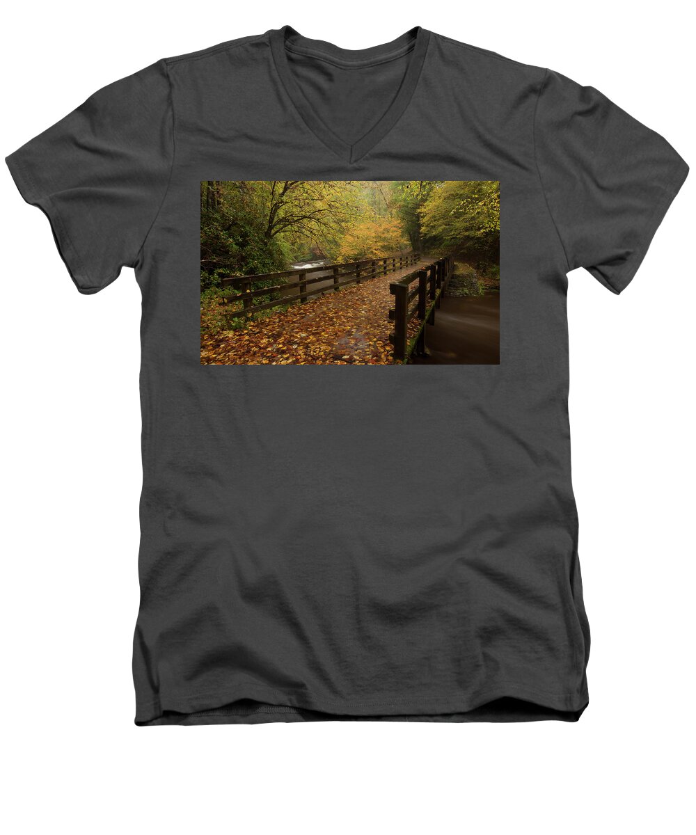 Deep Creek Men's V-Neck T-Shirt featuring the photograph Deep Creek Trail- Great Smoky Mountains National Park by Doug McPherson