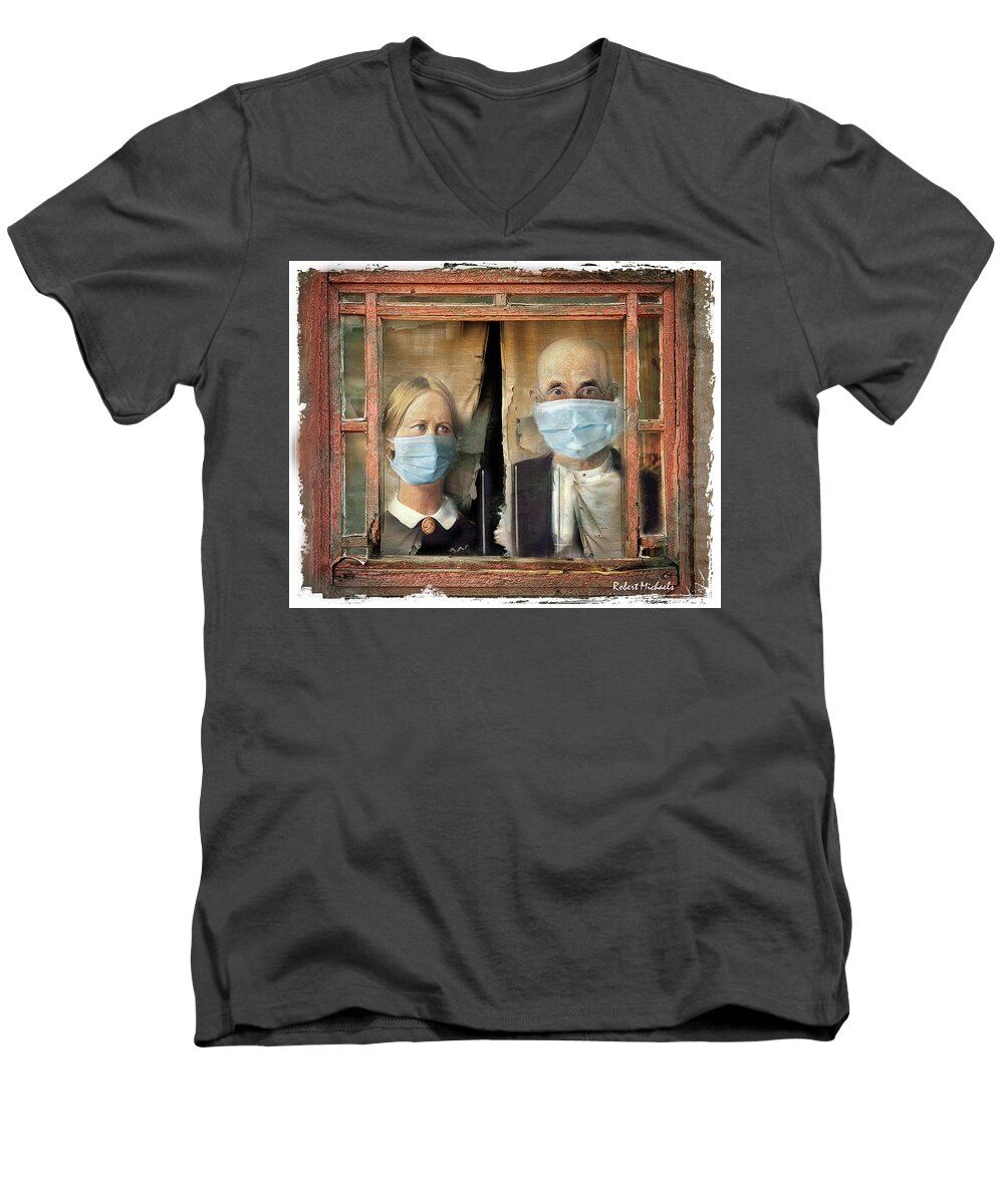  Men's V-Neck T-Shirt featuring the photograph Distancing Thru The Window by Robert Michaels