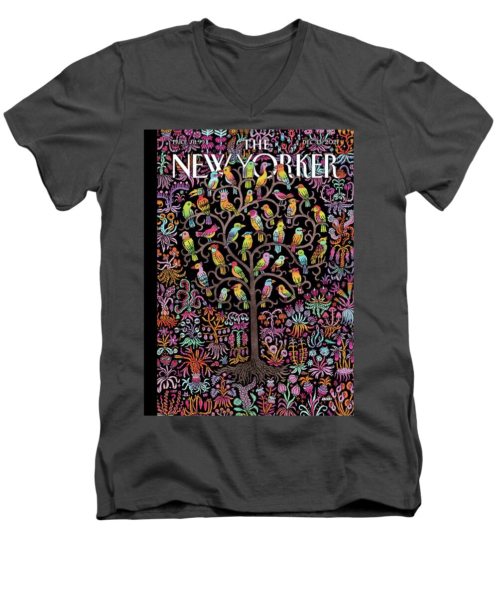 Tree Men's V-Neck T-Shirt featuring the painting Enchanted Garden by Edward Steed