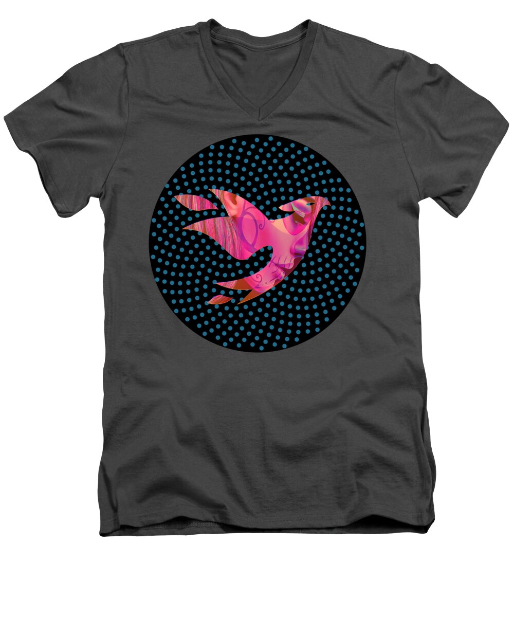 Bird Men's V-Neck T-Shirt featuring the digital art Face Bird by Greg Sharpe
