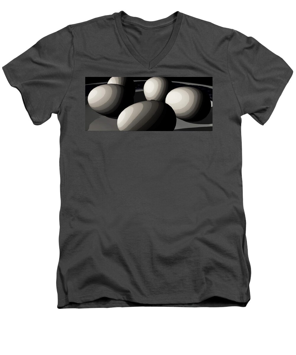 Eggs Men's V-Neck T-Shirt featuring the digital art Five Eggs by James Barnes