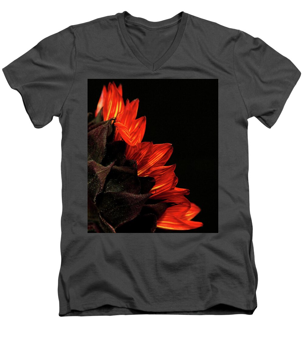 Sunflower Men's V-Neck T-Shirt featuring the photograph Flames by Judy Vincent