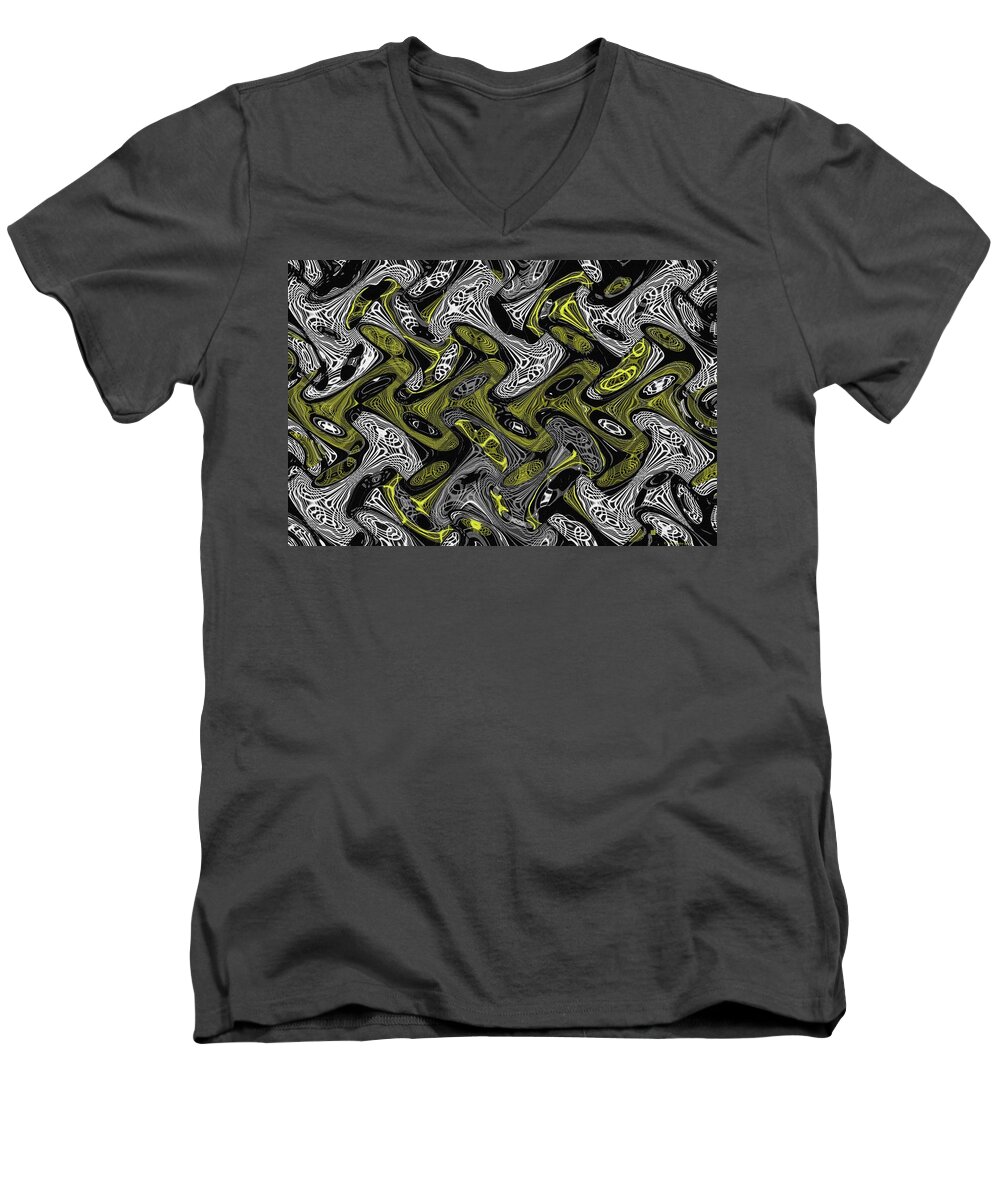 Foggy Forest Abstract Men's V-Neck T-Shirt featuring the digital art Foggy Forest Abstract 6561 by Tom Janca