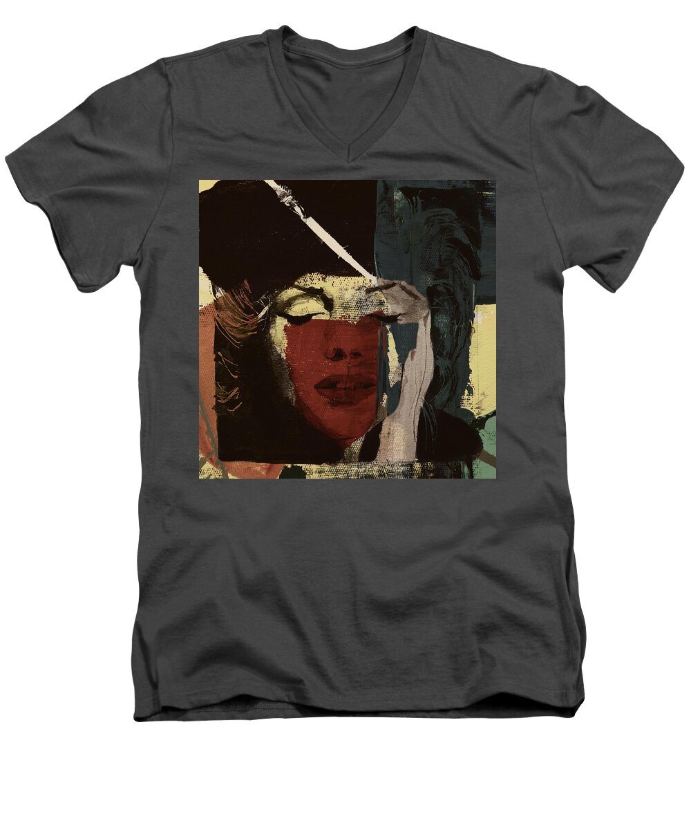 Marilyn Monroe Men's V-Neck T-Shirt featuring the mixed media For Whom The Bell Tolls by Paul Lovering