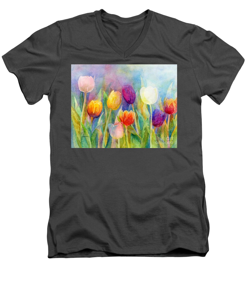 #faatoppicks Men's V-Neck T-Shirt featuring the painting Fresh Tulips by Hailey E Herrera