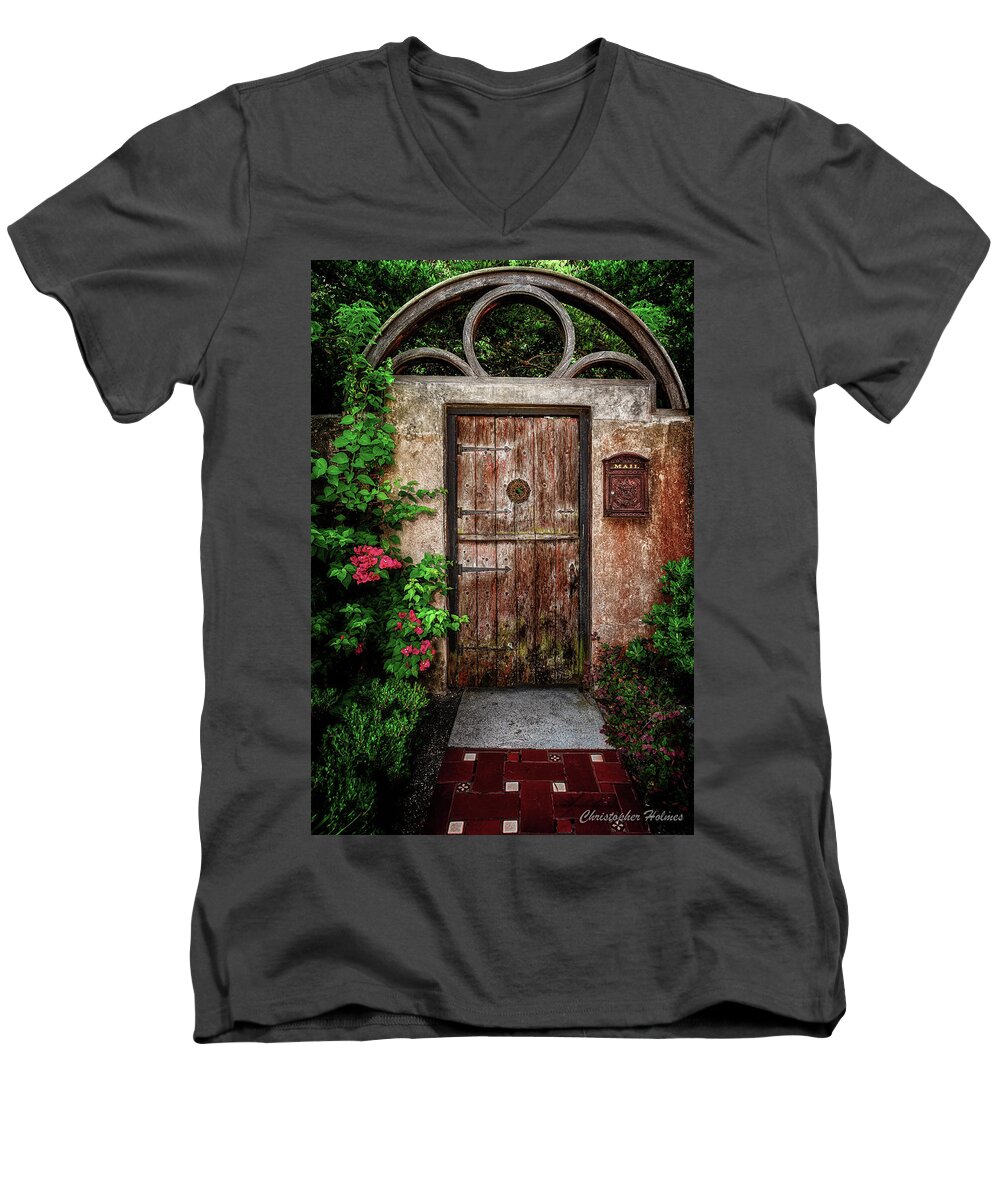 Gate Men's V-Neck T-Shirt featuring the photograph Garden Gate by Christopher Holmes