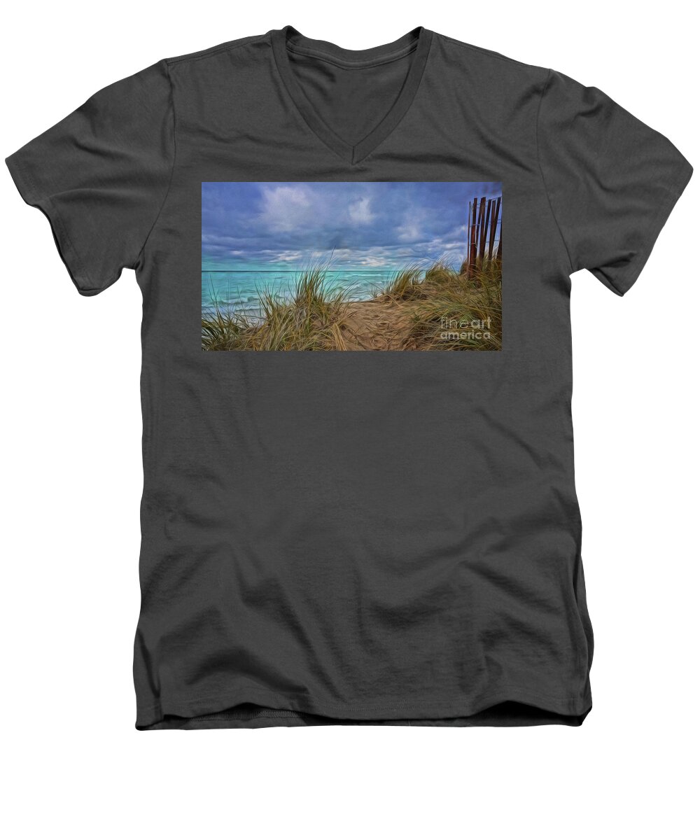 Beach Men's V-Neck T-Shirt featuring the photograph Giving Thanks by AnnMarie Parson-McNamara