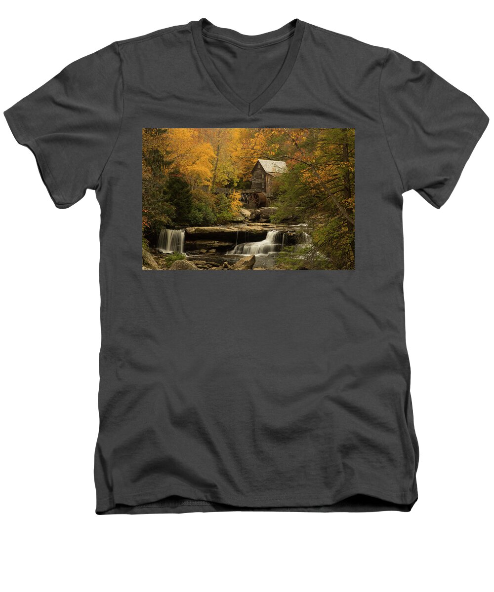 Mill Men's V-Neck T-Shirt featuring the photograph Glades Creek Mill - 2020 by Doug McPherson
