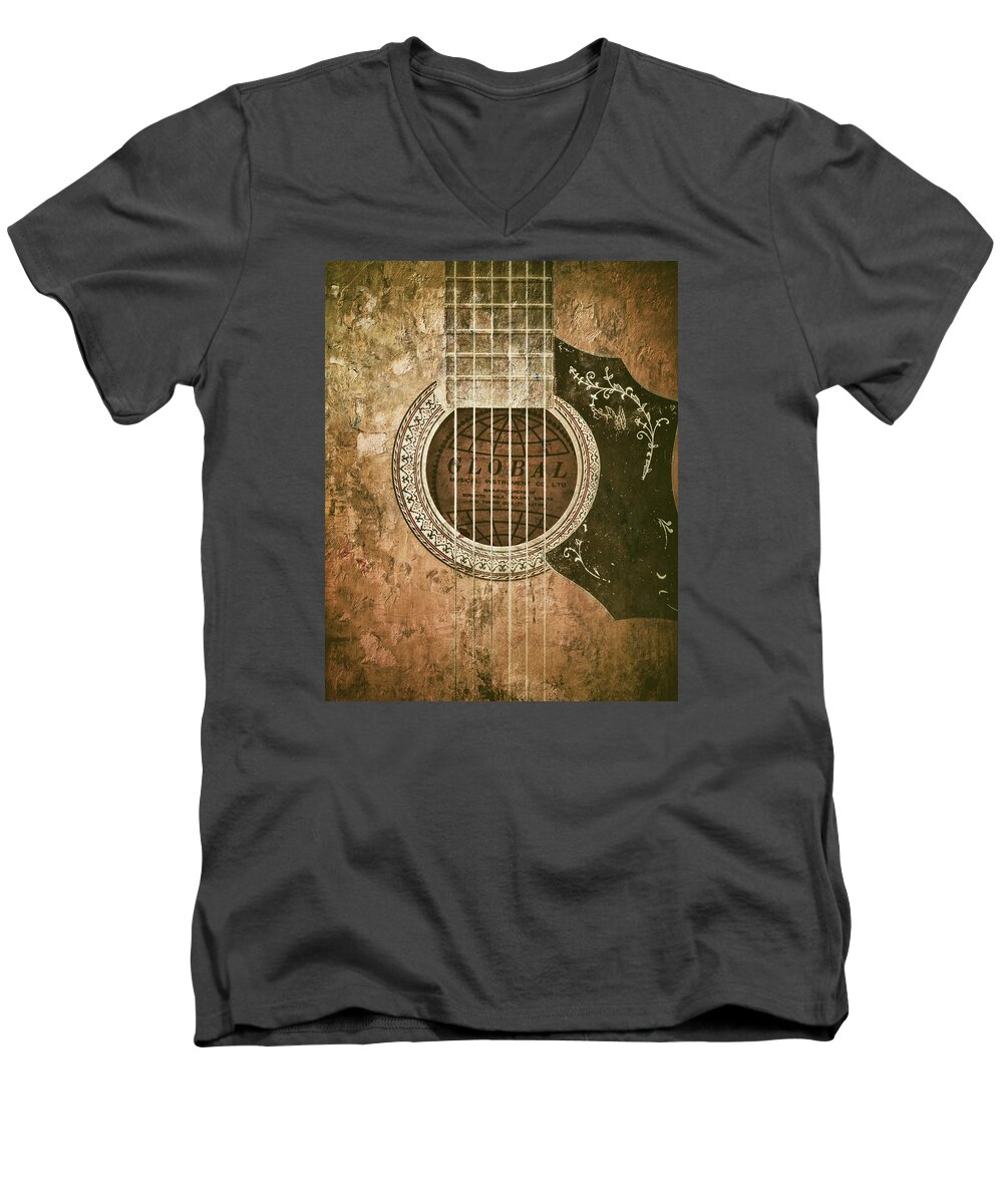 Guitar Men's V-Neck T-Shirt featuring the photograph Global Guitar by Scott Norris