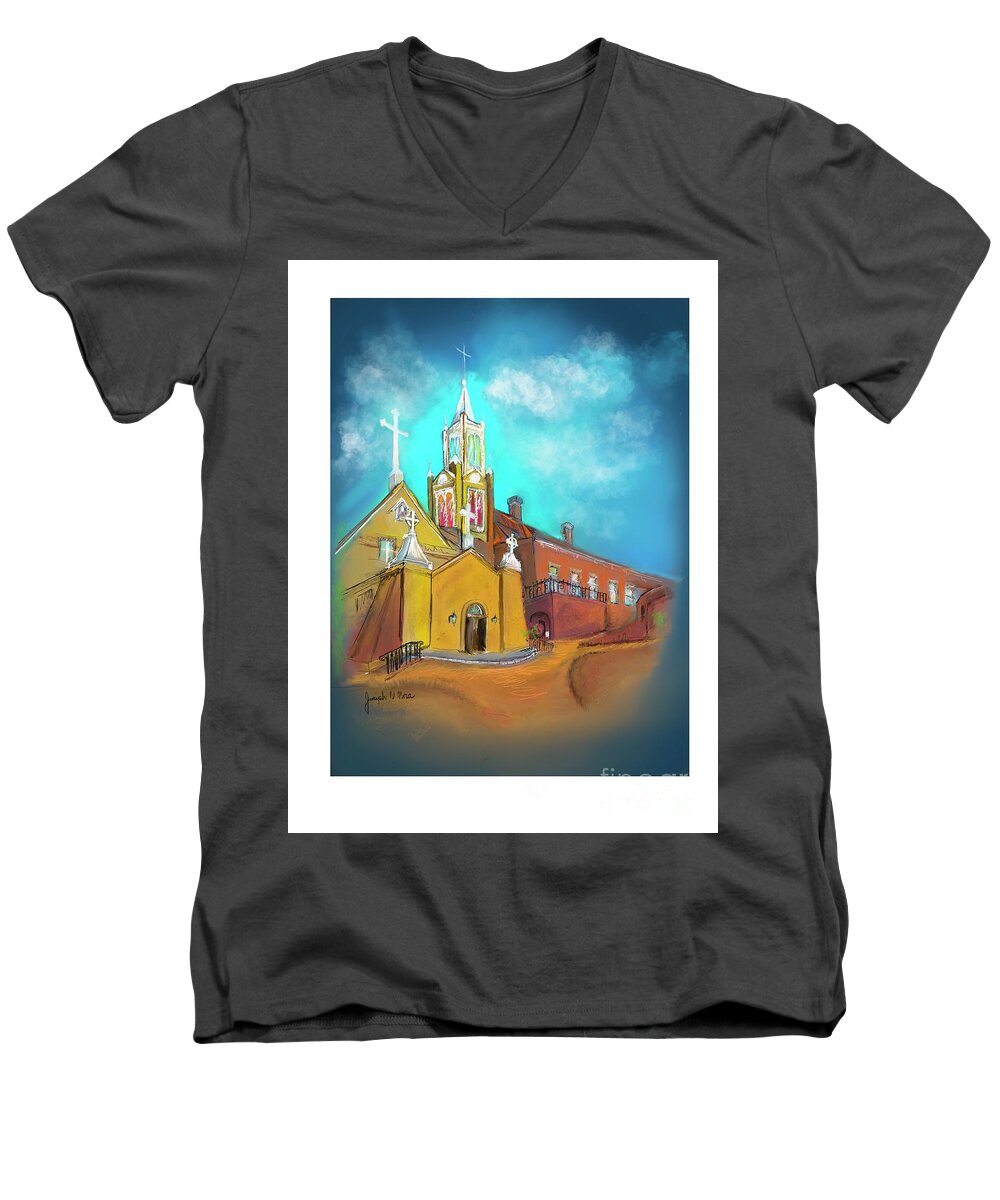 New Mexico Church Men's V-Neck T-Shirt featuring the digital art Going to Church? by Joseph Mora