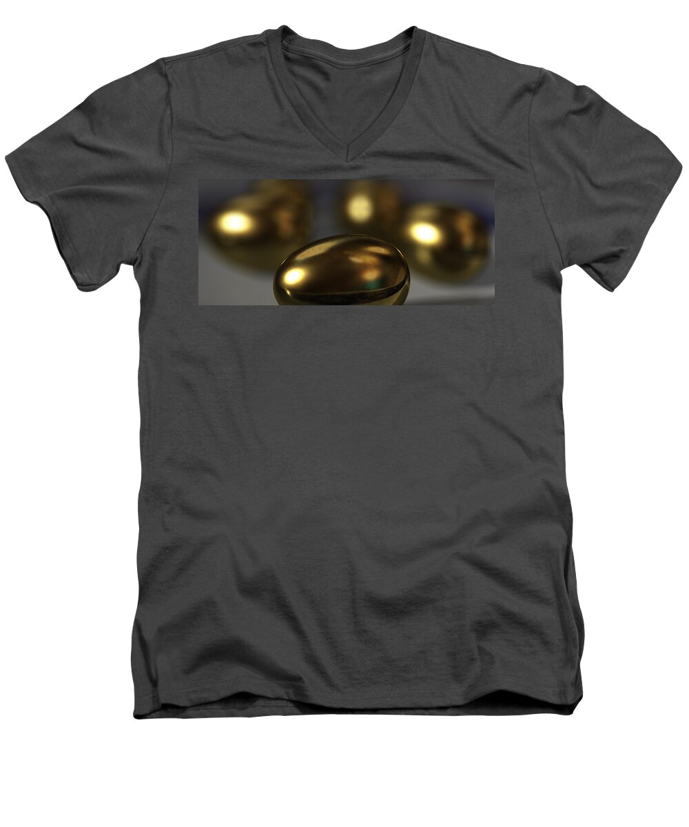 Eggs Men's V-Neck T-Shirt featuring the digital art Golden Eggs by James Barnes