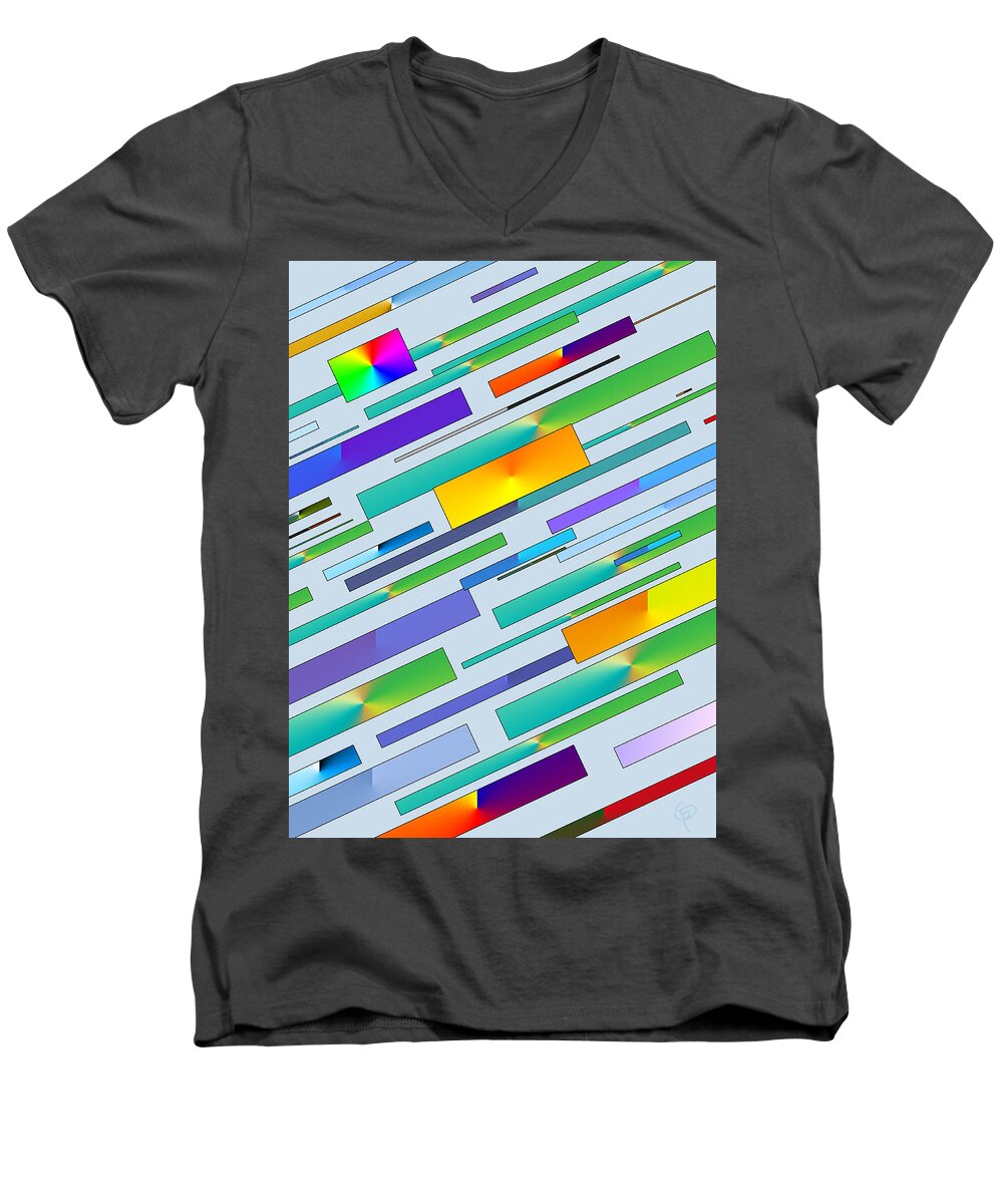 Digital Image Men's V-Neck T-Shirt featuring the digital art Gradienta by George Pennington