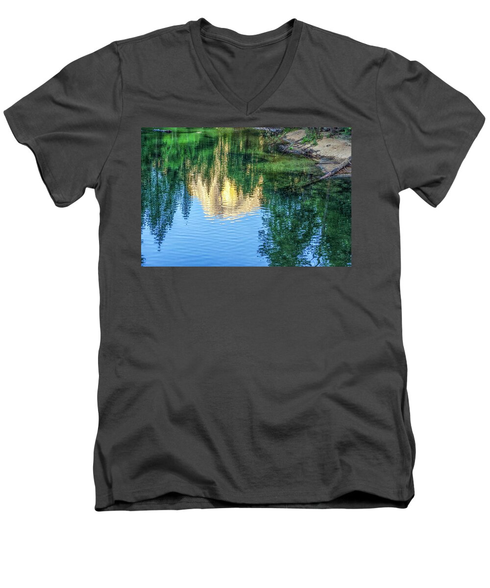 Yosemite Men's V-Neck T-Shirt featuring the photograph Half Dome In Reflection by Joseph S Giacalone