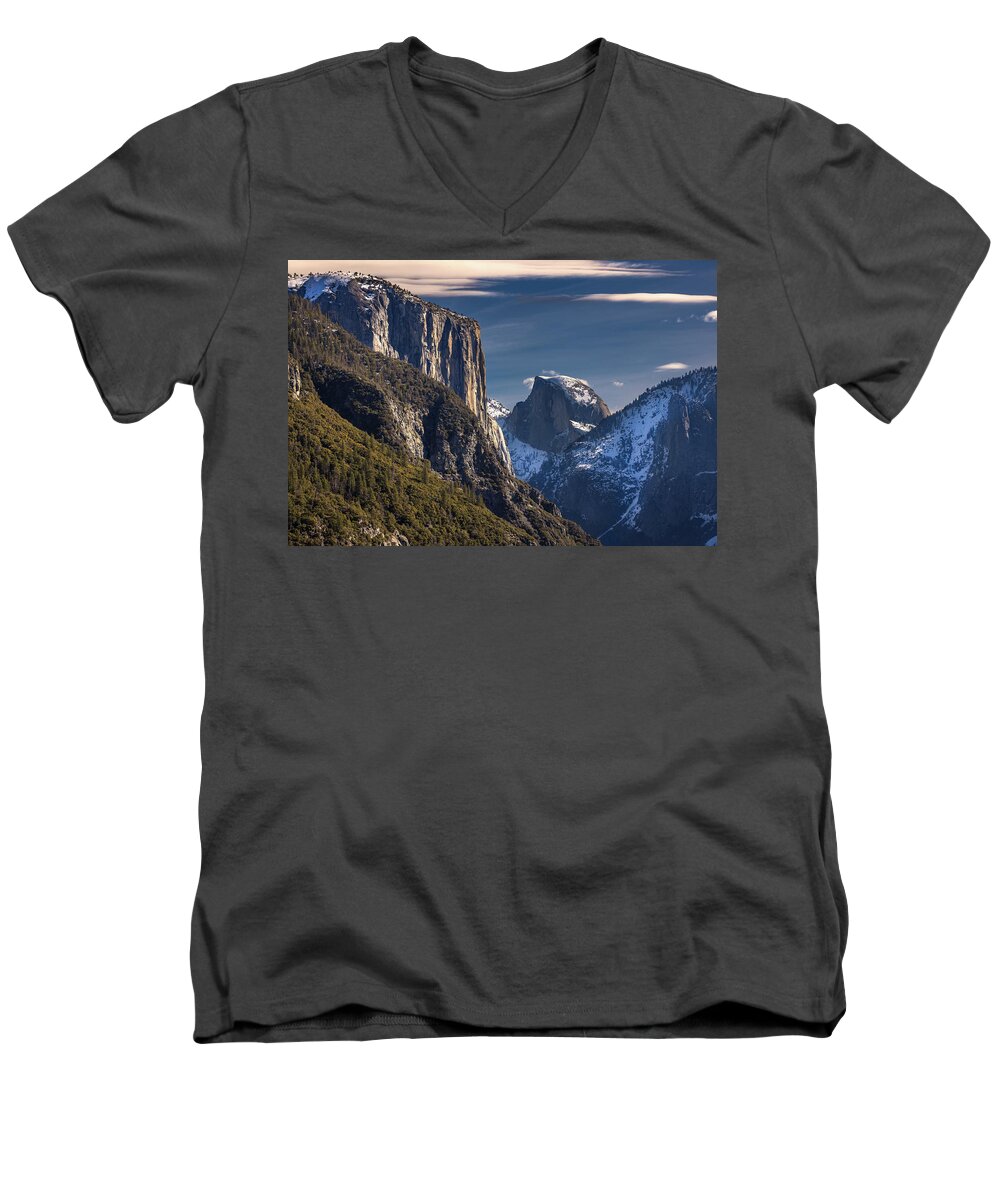Yosemite Men's V-Neck T-Shirt featuring the photograph Half Dome by Rick Strobaugh