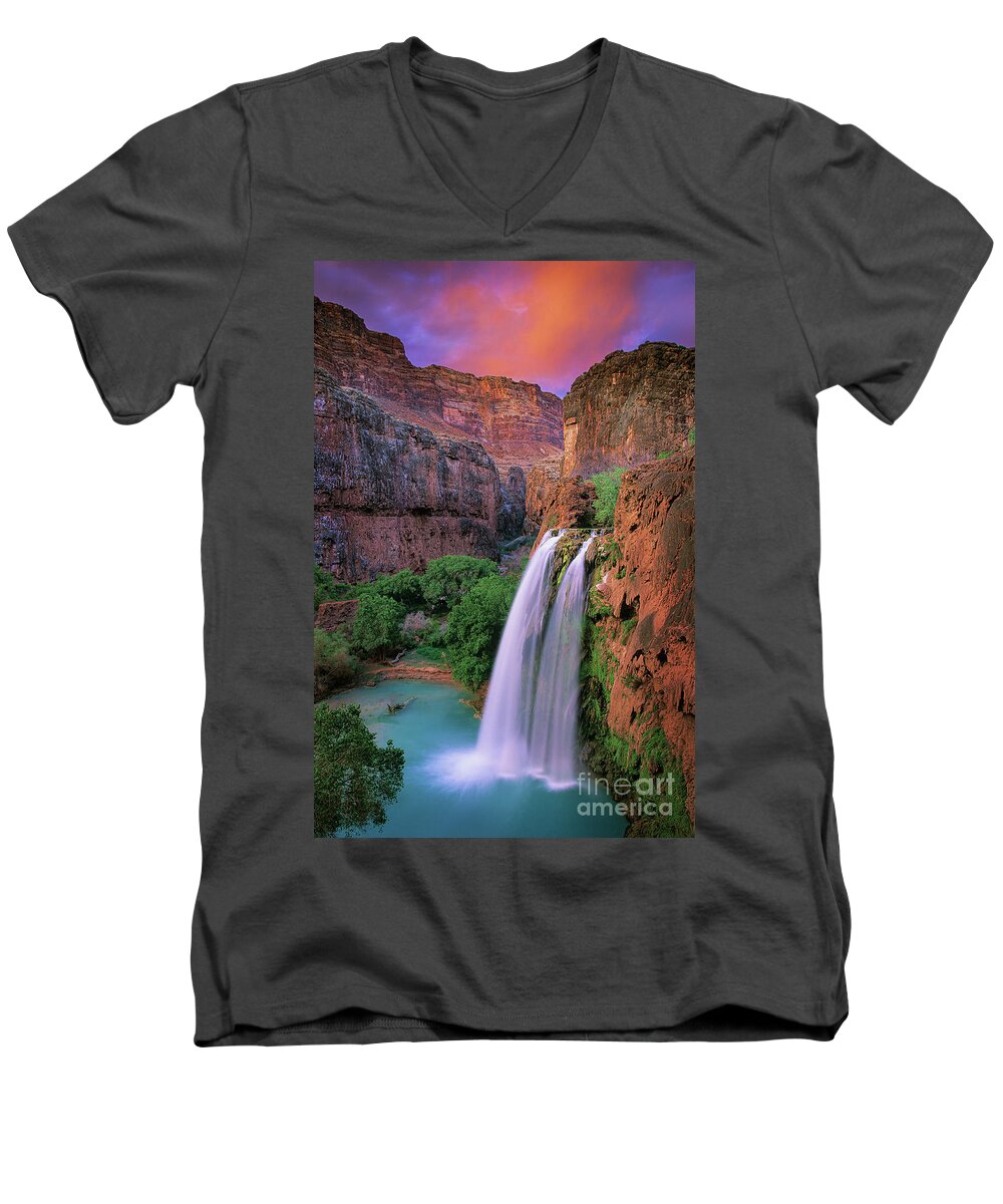 #faatoppicks Men's V-Neck T-Shirt featuring the photograph Havasu Falls by Inge Johnsson