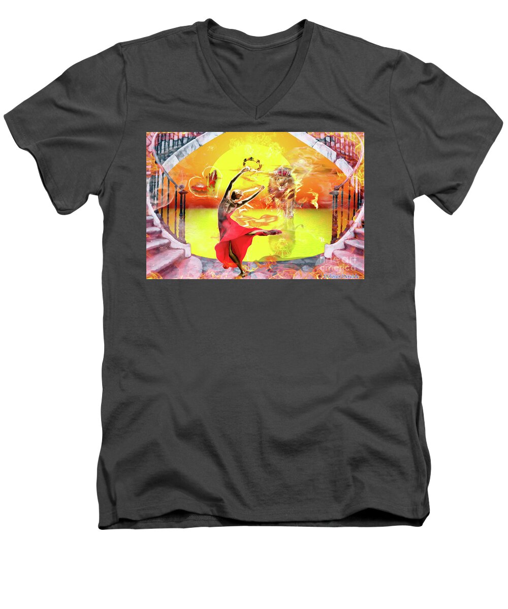 Holy Spirit Men's V-Neck T-Shirt featuring the digital art Holy Spirit Fire by Dolores Develde