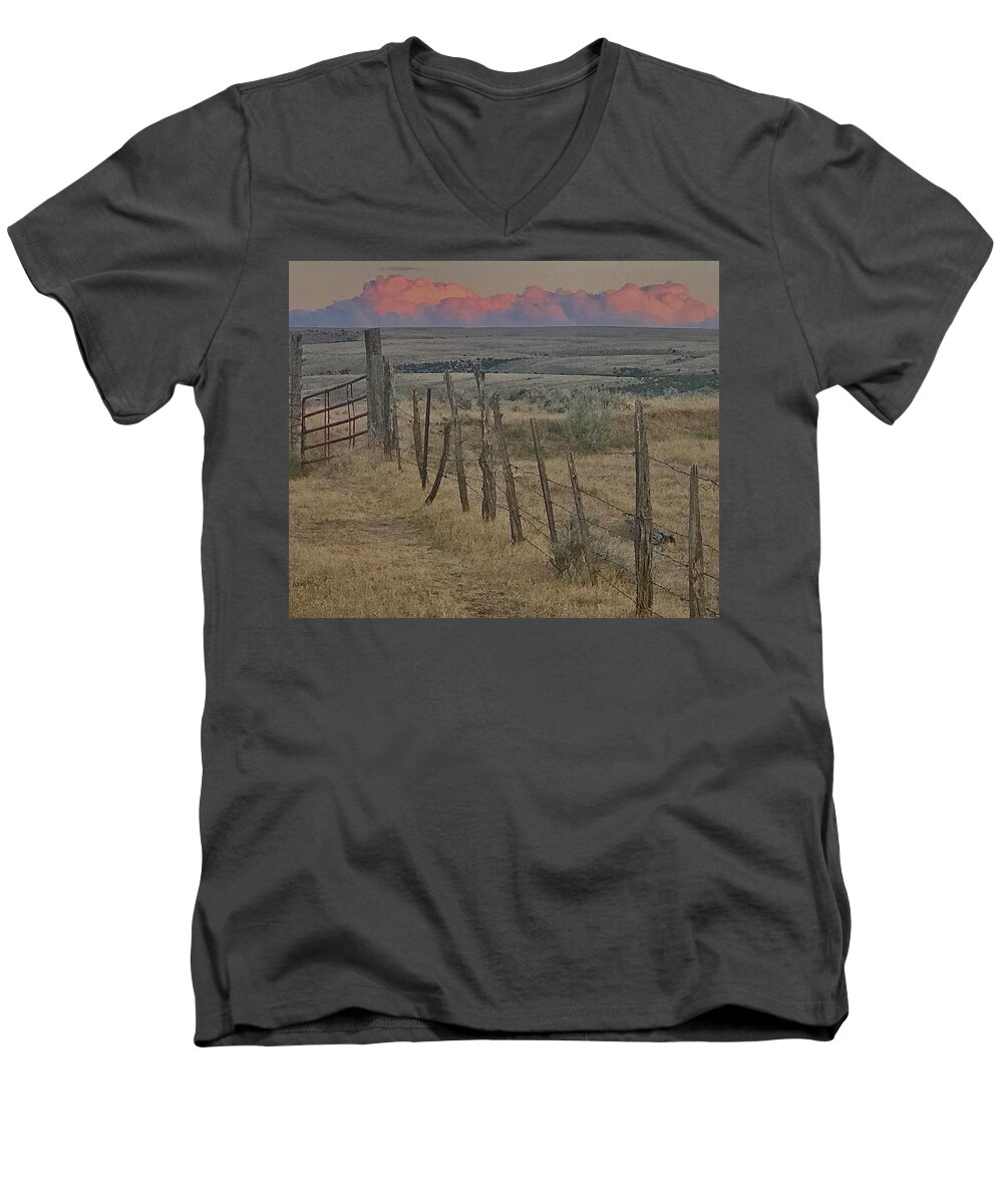 Pink Men's V-Neck T-Shirt featuring the photograph Home on the Range by Al Swasey