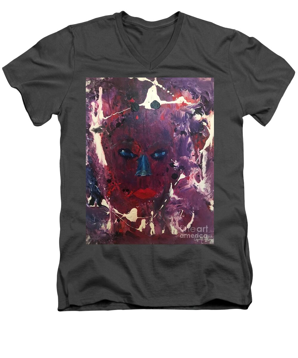 Abstract Expressionism Men's V-Neck T-Shirt featuring the painting Pour Painting I Art Print by Crystal Stagg