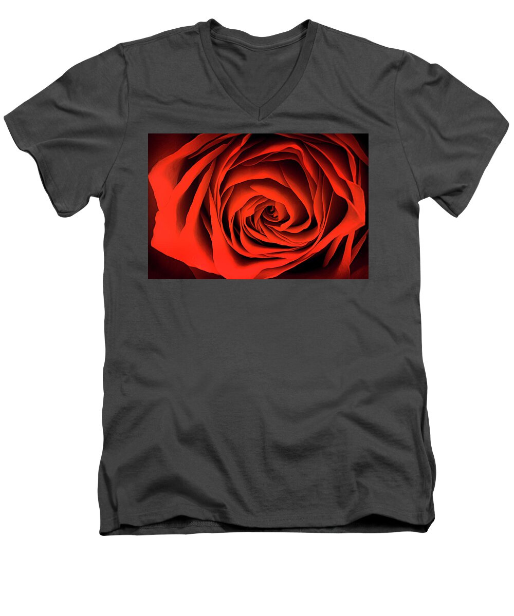 Rose Men's V-Neck T-Shirt featuring the photograph Inner Beauty by Don Schwartz