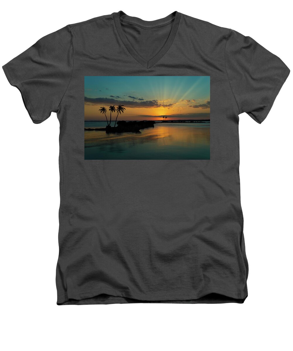 Composite Men's V-Neck T-Shirt featuring the photograph Islands in the Stream by Randall Allen