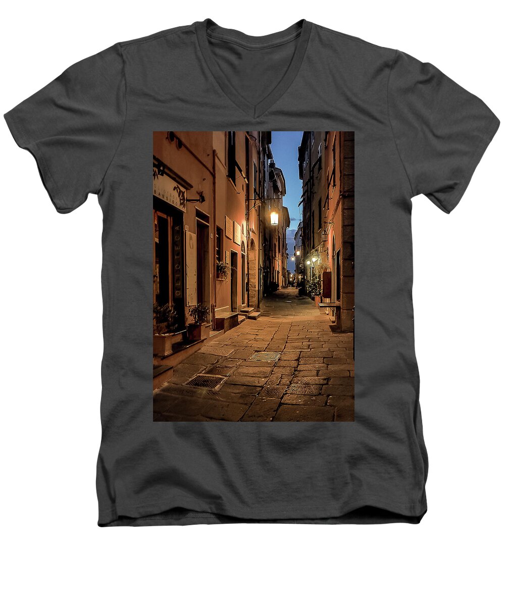 Italy Men's V-Neck T-Shirt featuring the photograph Italy street scene by Robert Miller