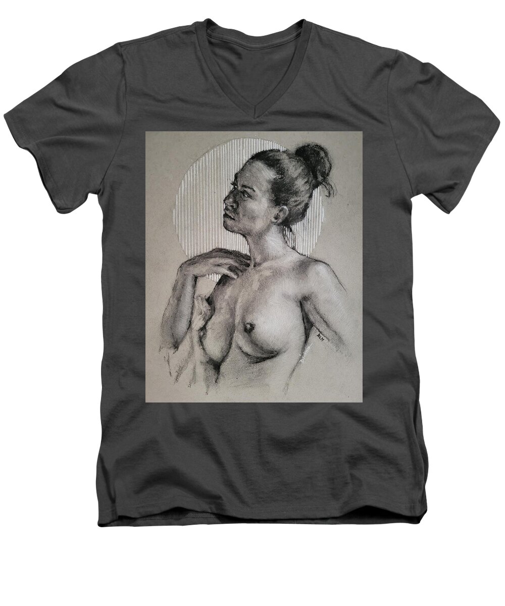  Men's V-Neck T-Shirt featuring the painting January by Jeff Dickson