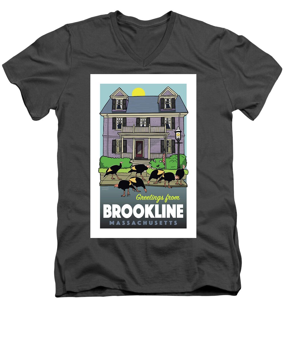 Jfk Men's V-Neck T-Shirt featuring the digital art JFK House by Caroline Barnes