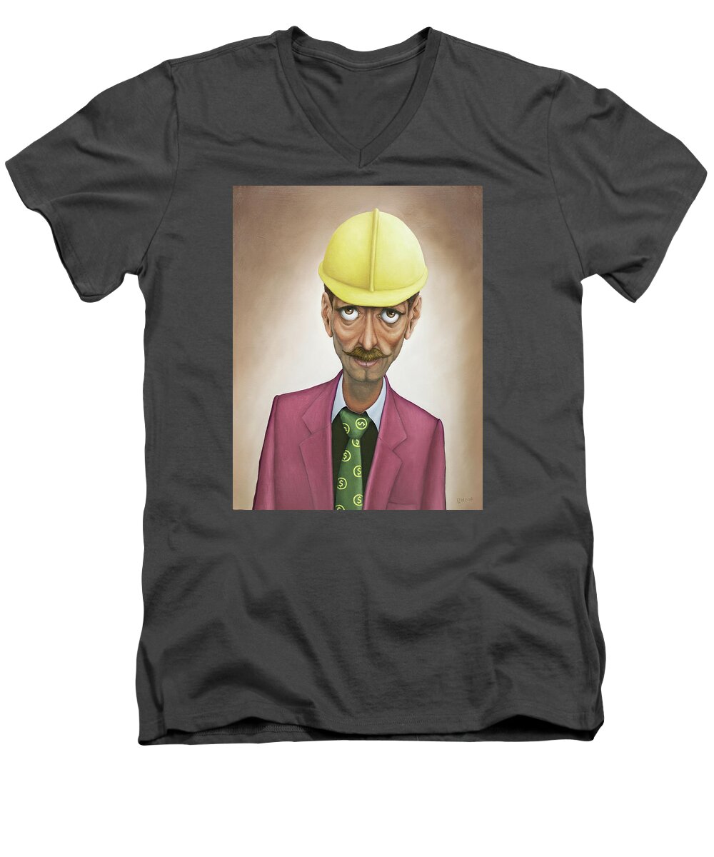 Construction Men's V-Neck T-Shirt featuring the painting Joe Pachew by Hone Williams