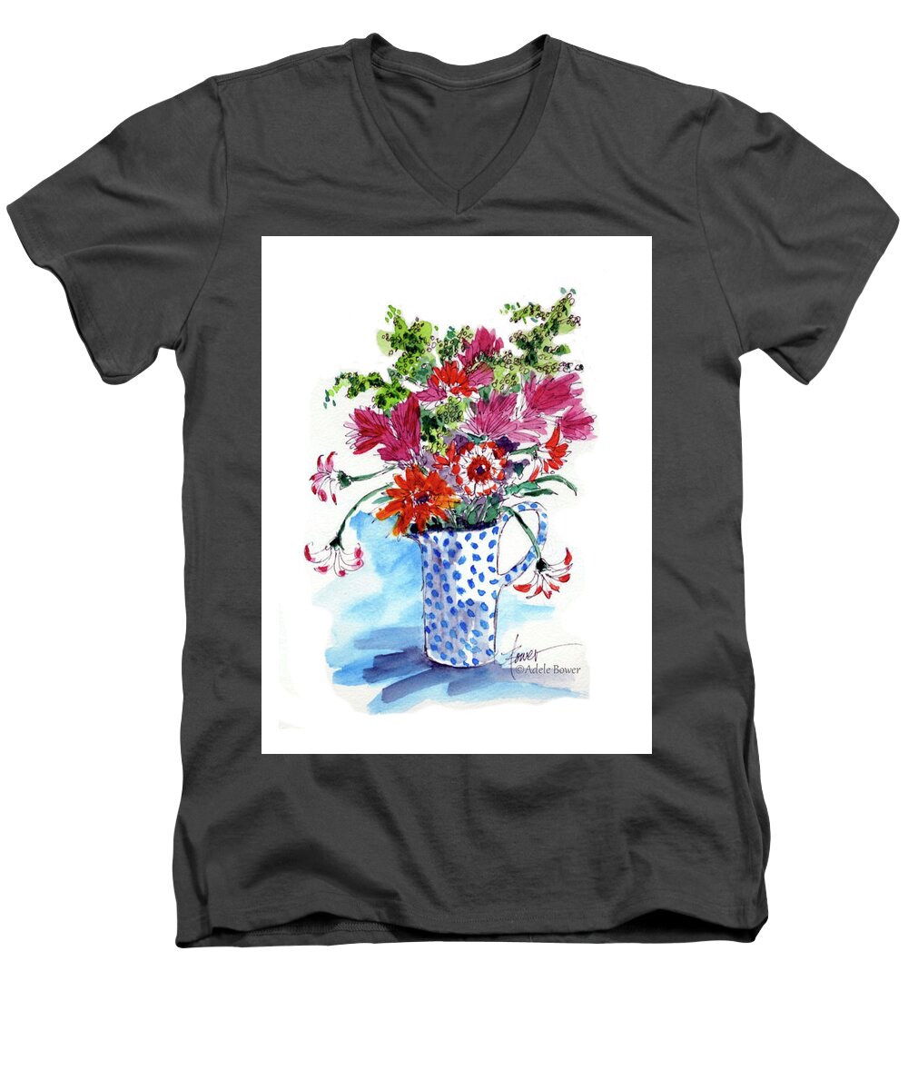 Flowers Men's V-Neck T-Shirt featuring the painting Julia's Bouquet by Adele Bower