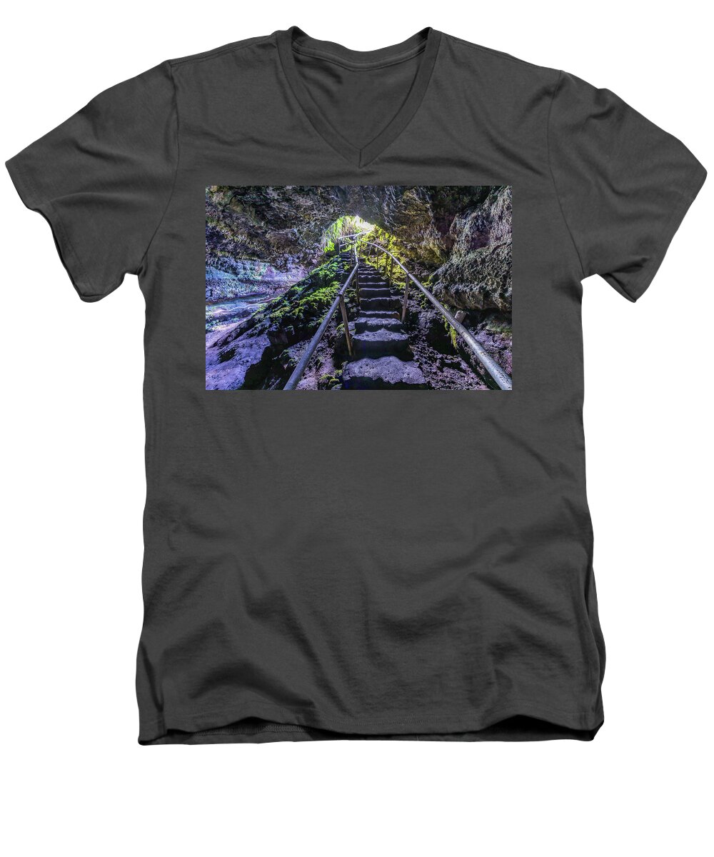 United States Men's V-Neck T-Shirt featuring the photograph Lava Tube by Stefan Mazzola