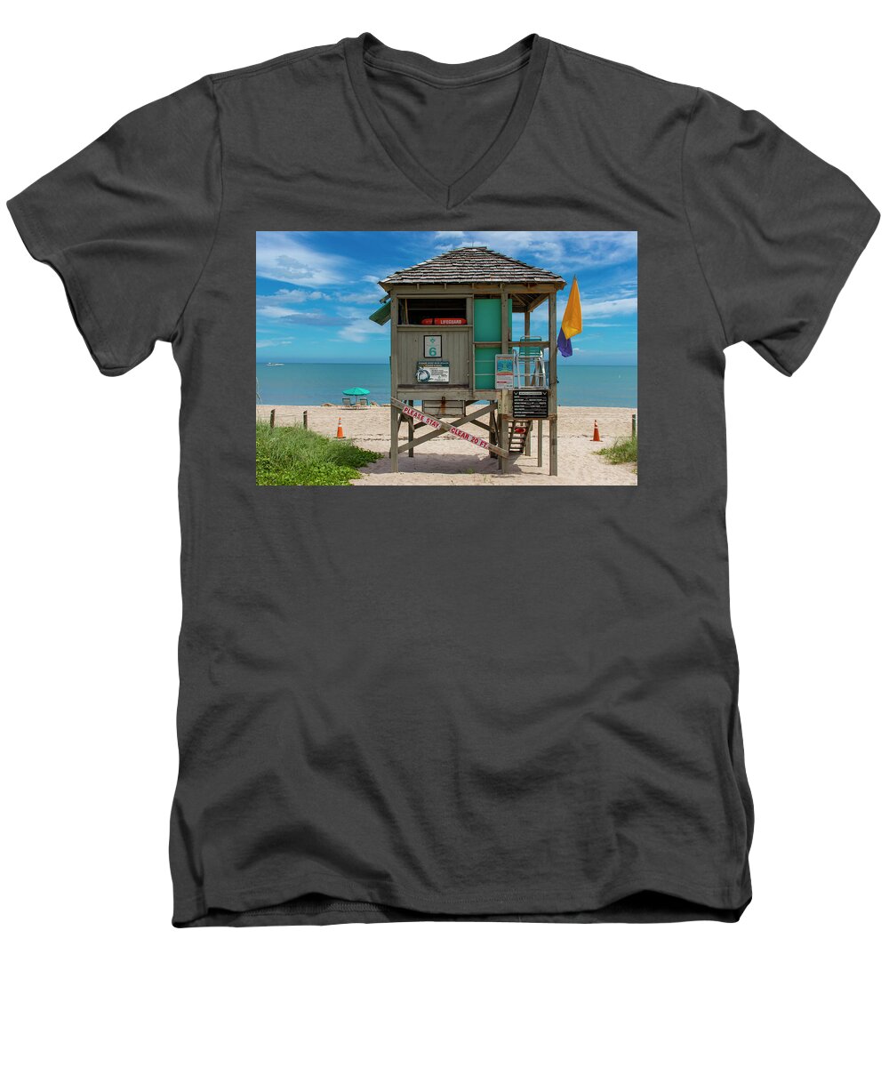 Lifeguard Men's V-Neck T-Shirt featuring the photograph Lifeguard Station #6 by Blair Damson