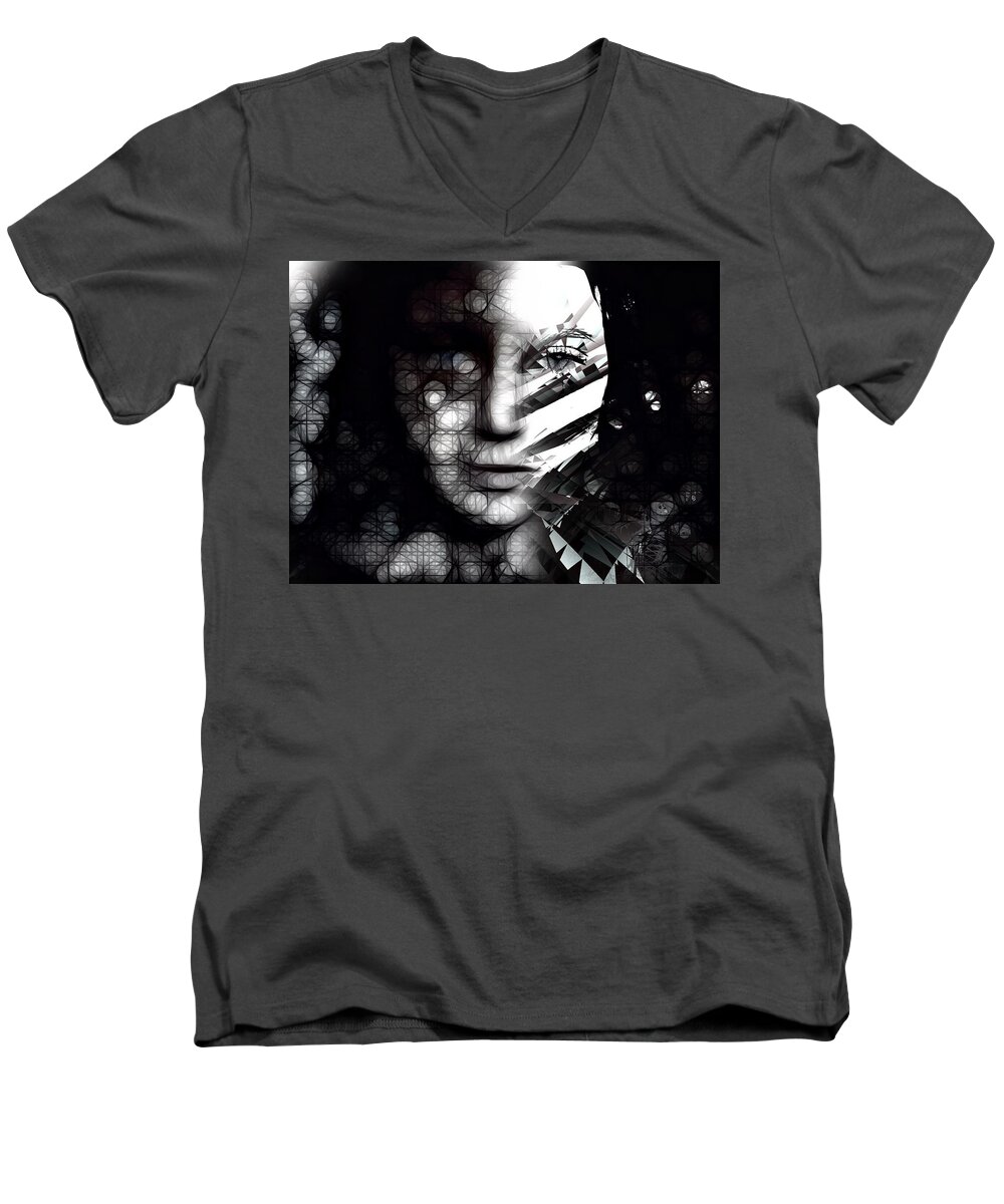  Bnw Men's V-Neck T-Shirt featuring the photograph Light Shadows and Patterns by Doris Aguirre