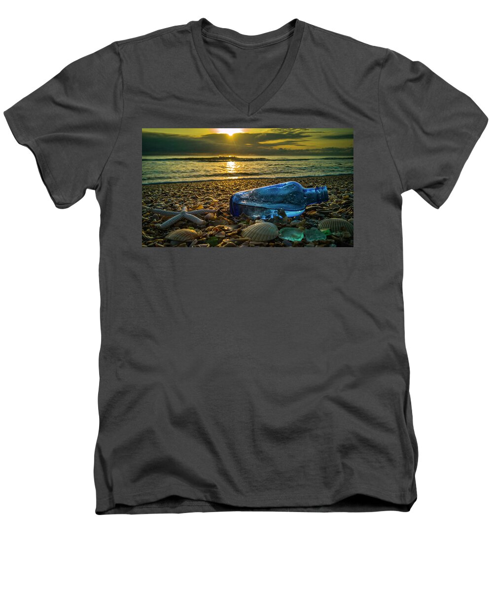  Men's V-Neck T-Shirt featuring the photograph Little Sea Treasures by Danny Mongosa