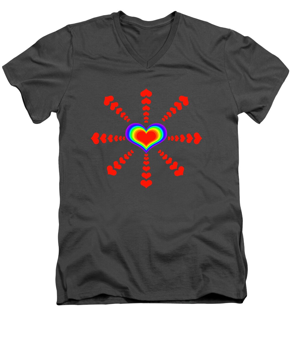 Love Hearts Men's V-Neck T-Shirt featuring the tapestry - textile Love Explosion by Az Jackson