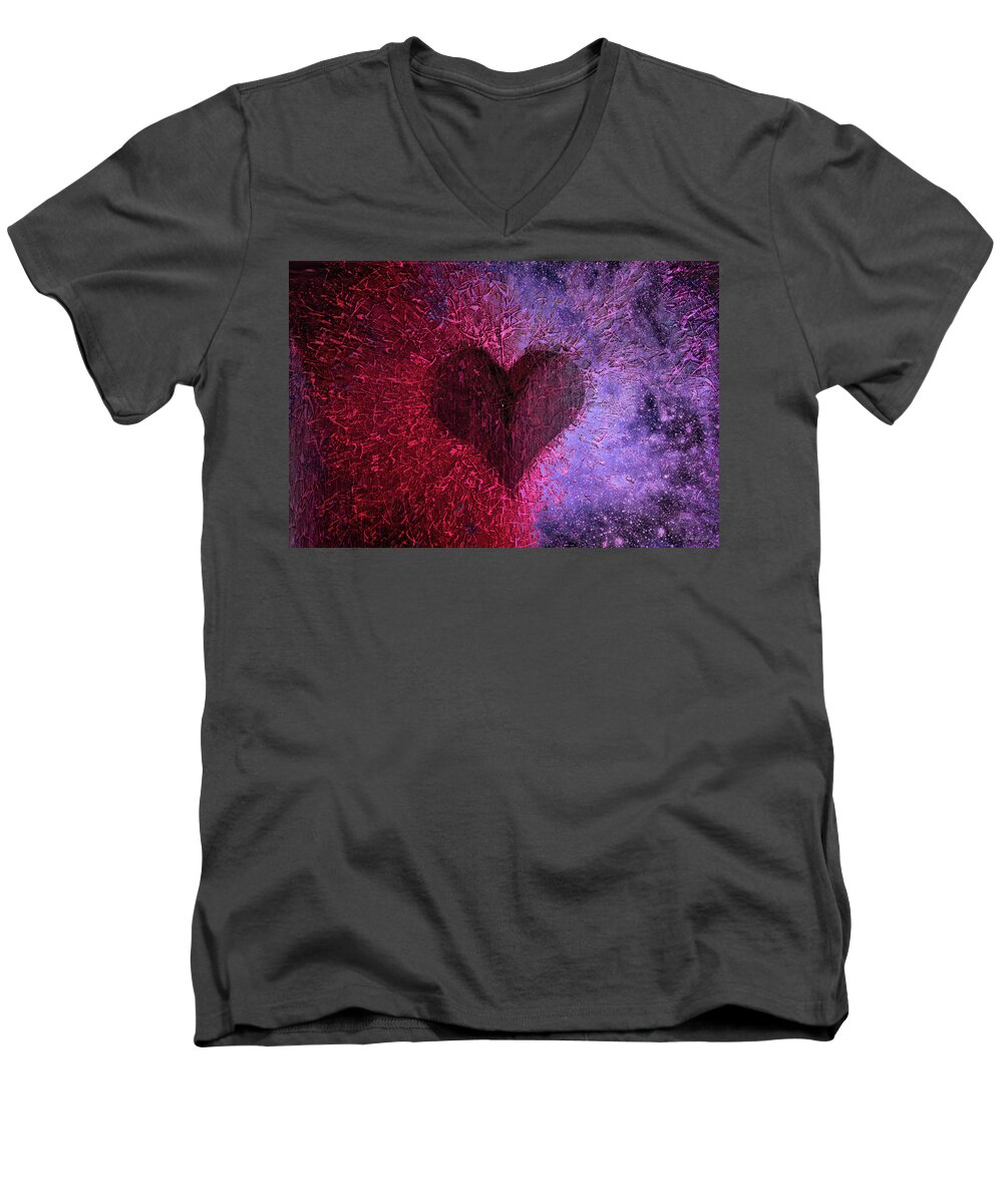 Love Heart Men's V-Neck T-Shirt featuring the digital art Love Heart by Linda Sannuti