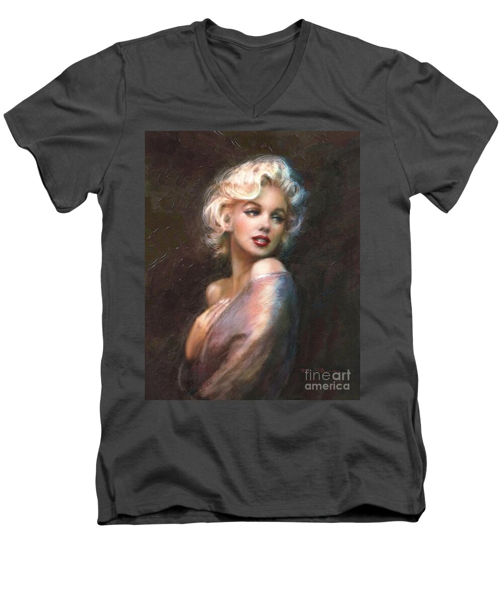 Theo Danella Men's V-Neck T-Shirt featuring the painting Marilyn WW classics by Theo Danella