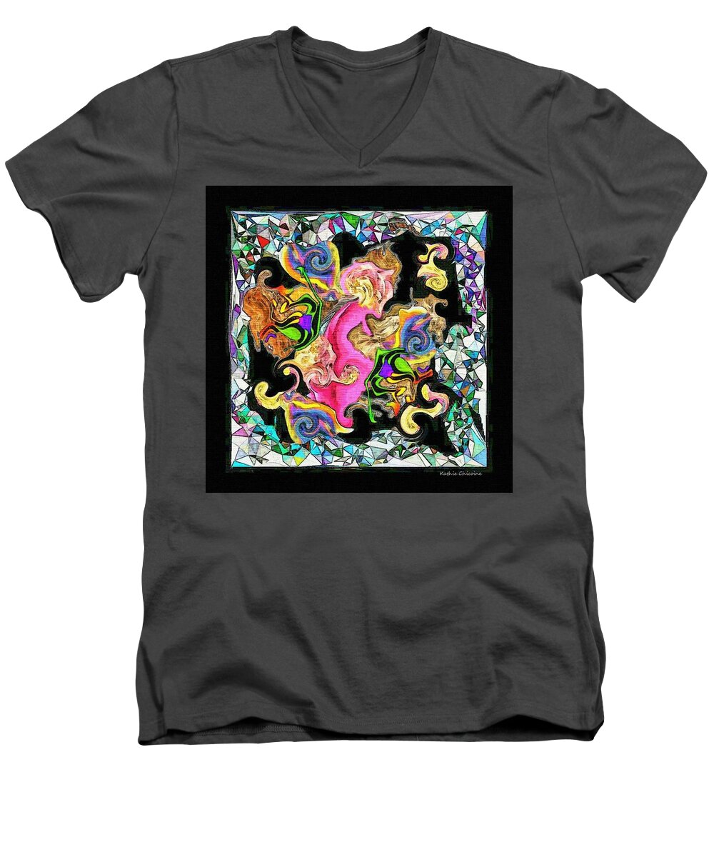 Abstract Art Men's V-Neck T-Shirt featuring the digital art Maternity by Kathie Chicoine